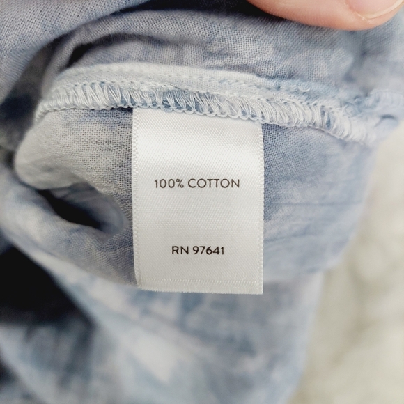 J Jill Blue Tie Dye Embroidered Long Sleeve Drawstring Blouse P1886 - Picture 5 of 6